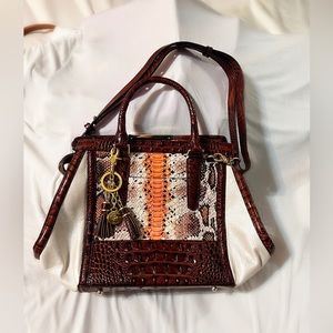 Brahmin Arden Satchel In Melon Fisher (Cream/Pecan/Multi. Tri-Texture) [NWT]